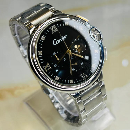 The Stainless Black Crystal Dial Watch