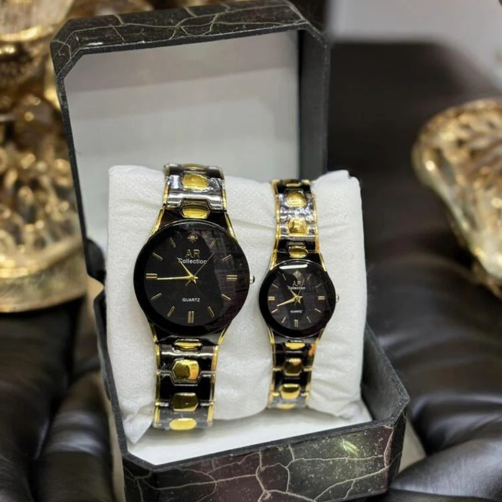 Couple Watch Black Colour Wth Two Tone Wrist