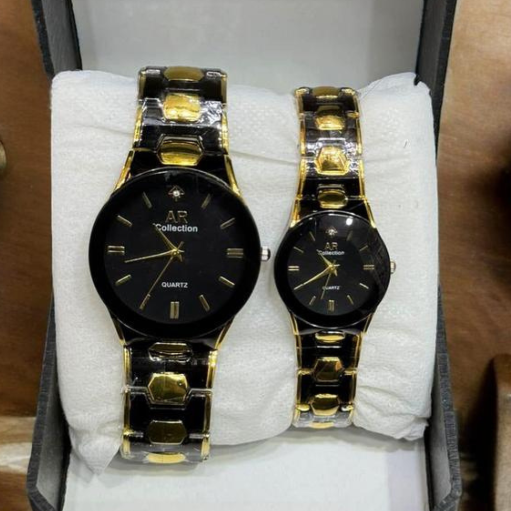 Couple Watch Black Colour Wth Two Tone Wrist