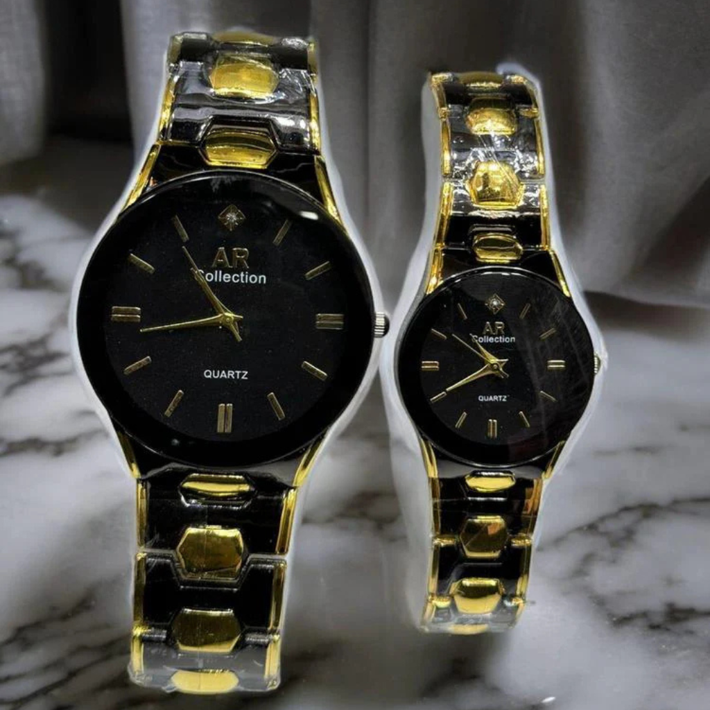 Couple Watch Black Colour Wth Two Tone Wrist