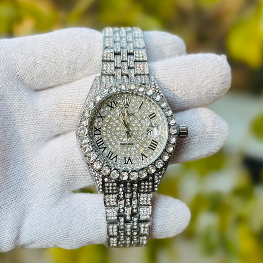 RLX Luxury Iced Out Watch Date Just With Master Lock